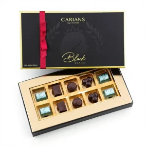 Assorted Gourmet Chocolate Truffles Box Luxury Candy Gift Basket Dark Milk Hazelnut Truffles Ribbon Bronzing Glitter