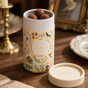 Biodegradable Round Cylinder Box Paper Canister Food Grade Composite Snack Tin Packaging for Chocolate Cookies Candy Coffee Nuts