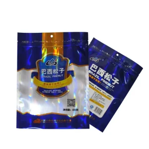 Brazil Pine Nut Laser Film Self Sealing Resealable Zipper Melon Seeds PE PET Aluminum Foil Plastic Packaging Bags Shiny
