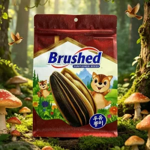 Cartoon Design Glossy Finish Flat Bottom Pouch Food Grade Snack Nut Sunflower Seeds Packaging Bag with Hang Hole