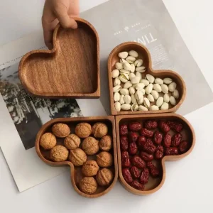 Creative Stackable Fruit Bowl Nut Candy Box Heart Shaped Japanese Minimalist Design 17x16x3cm