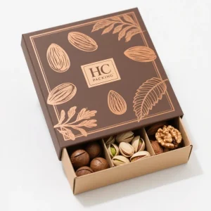Custom Biodegradable Recyclable Coated Paper Box Plastic Lined Glossy Lamination Nuts Snacks Airtight Compartment Window Dry