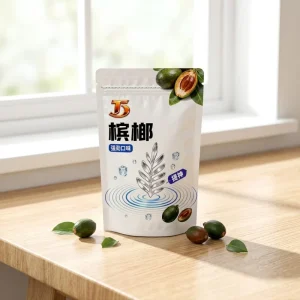 Custom Food grade Hemp Plastic Stand up Resealable Bags Betel Nut & Chewing Gum Packaging Zipper Top Silk Screen Printing