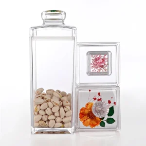 Custom Logo Decorative Acrylic Canister Transparent Acrylic Square Food and Tea Storage Jar Kitchen Sealing Jar