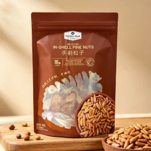 Custom Logo Food Grade Stand up Zipper Bag 400g Transparent Window Dried Snack Bag for Pine Nut Packaging Pouch