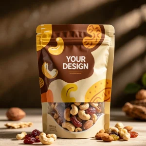 Custom Logo Recyclable Stand up Pouch Resealable Ziplock Black Matt Finished Clear Window Silk Screen Printed Cashew Nut Bags