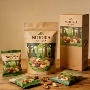 Custom Printed Eco Friendly Brown Kraft Bag Mix Nuts Peanuts Candy Set Package Matte Finish Stand up Bag