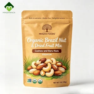 Custom Printed Matte Stand Up Pouch Food Packaging Bag With Resealable Zipper For Organic Brazil Nut Trail Mix Bag