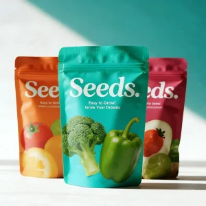 Custom Printed Three Side Seal Aluminum Foil Seed Bags Flat Small Pouch for Vegetable Fruit Seeds Barrier Packaging