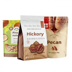 Customized Food Grade Stand Up Zipper Packaging Bags for Nuts Pistachios Walnuts Pecans Moisture Proof Light Proof Sealed Bags