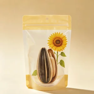 Food Grade Plastic Stand Up Pouch Resealable Zipper Clear Window Bag for Sunflower Seeds Melon Seeds