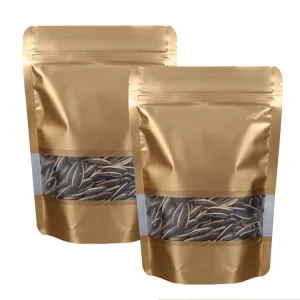 Gold Plated Aluminum Stand Up Bag Nut Snack Melon Seeds Reusable Pet Food Ziplock Moisture Proof Food Grade Customizable Color