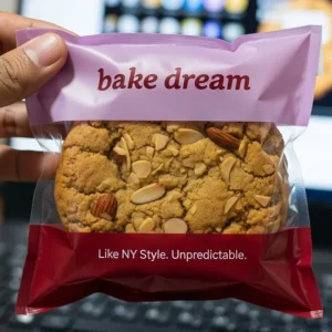 HOT PACK Custom Logo Cookie Bag Heat Sealing Food Grade Material for Bakery Small Treats Storage Plastic Outer Packaging Biscuit