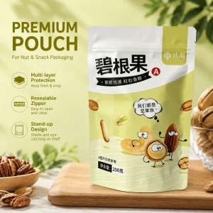 High Barrier Moisture Proof Stand up Plastic Bag for Pecan Resealable Zipper Food Grade Custom Printed Food Packaging Low MOQ
