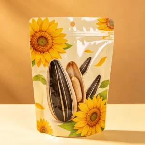 Matte Glossy Plastic Stand up Pouch Custom Printed Clear Window Bag for Various Flavors Sunflower Seeds