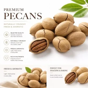 Organic Dried Pecan Nuts Shell Bulk Export Top Grade Food Manufacturer Full Certifications OEM Custom Packaging Label