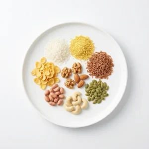 Premium Crunchy Five Grain Porridge with Roasted Almonds and Walnuts High Energy Brain Boosting Breakfast Mix OEM