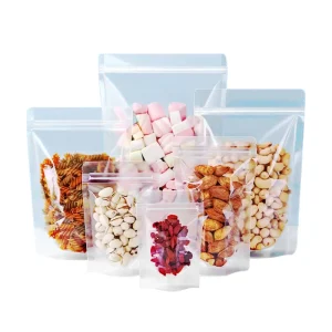 Resealable Transparent Clear Stand up Bags Heat Seal Zip Lock Pouches With Tear Notches for Food Storage