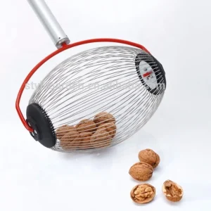 Rolling Patio Lawn Yard Garden Steel Wire Cage Hand Pecan Kola tiger Pine Nut Fruit Harvester Gatherer Picker Collector Tool