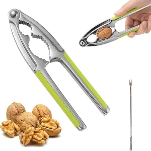 Small Scale Walnut Cracker 2 Piece Set Metal Nutcracker with Walnut Needles