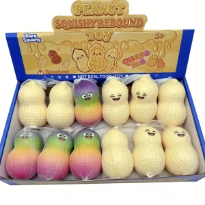Squeeze Toy Happy Peanuts Stress Relief Squishy Slow Rebound Finger Sucking Simulation Cross Border Color Box Pu