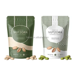 Stand Up Pouches with Reclosable Zip Lock Seal Food Grade Packaging for Dried Fruits and Nuts with Full Color Custom Logo Printing