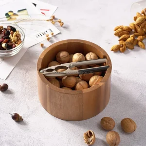 Wooden Dry Fruit Walnut Bowl with Cracker