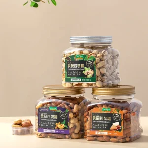 square Pet 1130ml 37oz Plastic Jars for Food Packaging Pine Nut Almond Dried Fruit Packaging Bottle